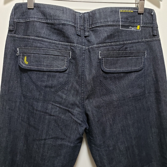 Lolé Organic Recycled Fibre Flared Leg Stretch Denim Yellow Threading S-12 NWOT - Picture 3 of 10